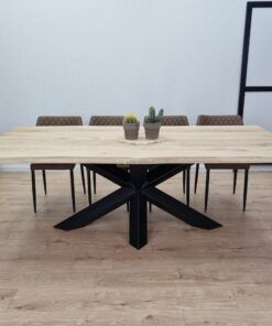 Eikenhout boomstam tafel met Diamant-Matrix Onderstel
