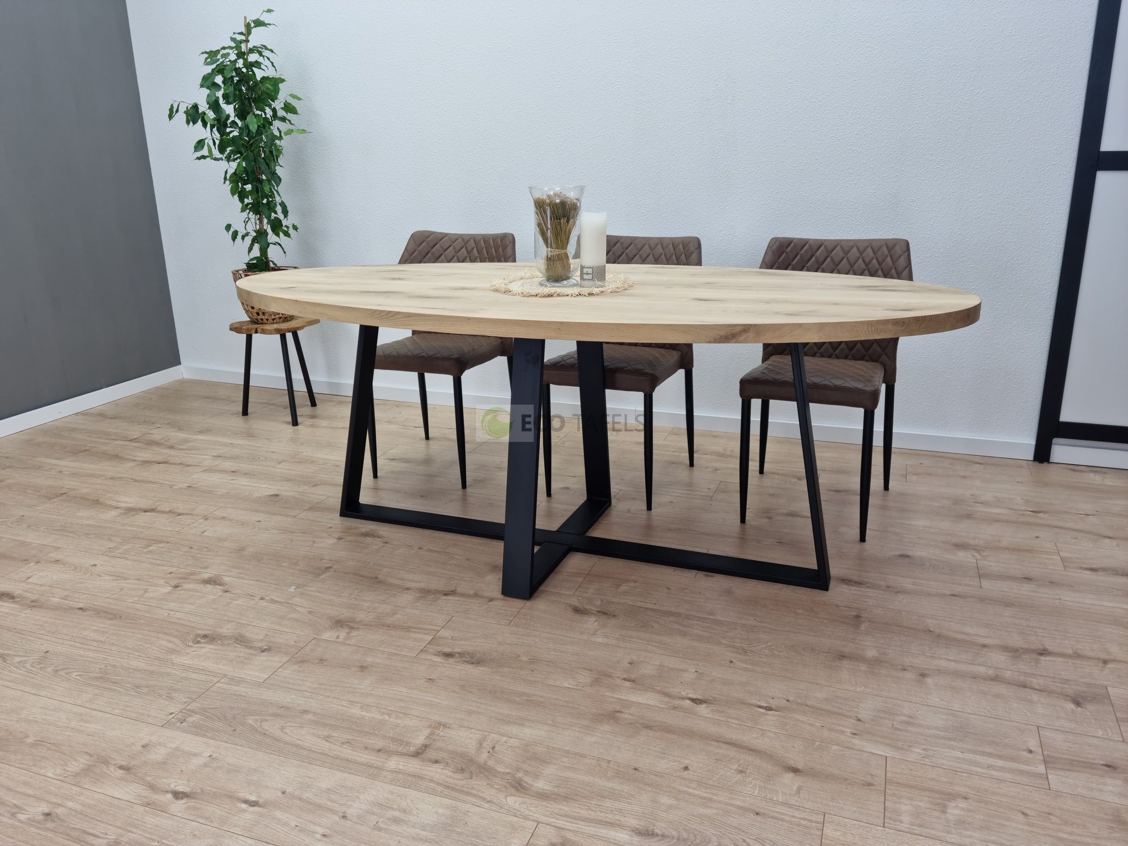 Eiken Ovale tafel Dubbele-U Poot - Afbeelding 2