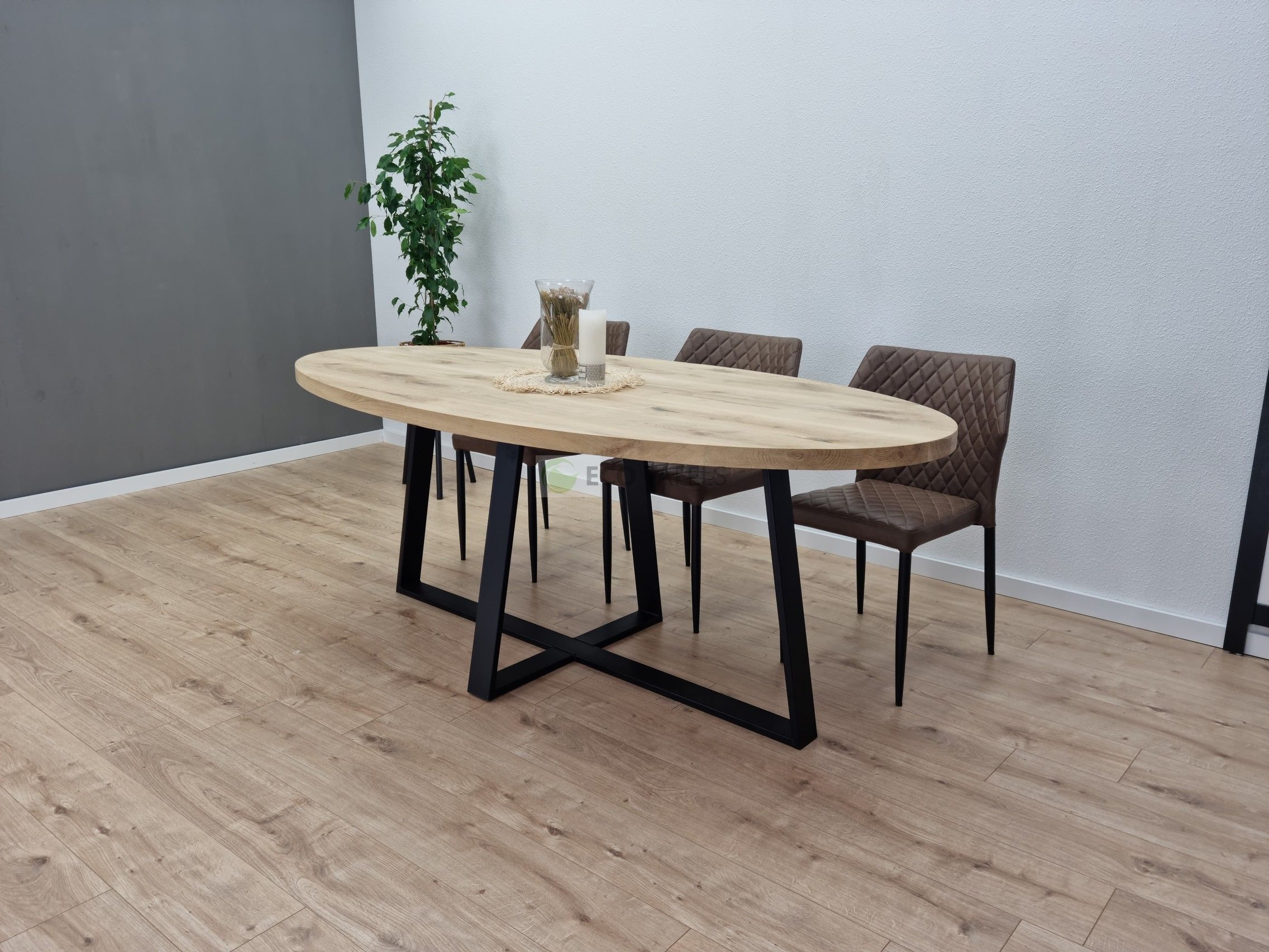 Eiken Ovale tafel Dubbele-U Poot - Afbeelding 3