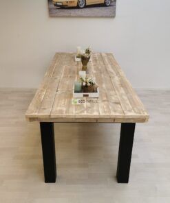 Alternative view of Industriële steigerhout tafel Blokpoot-Onderstel