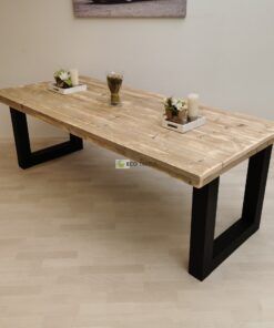 Industriële steigerhout tafel U-Onderstel
