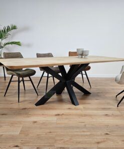 Alternative view of Eiken tafel met afgeronde hoeken met Matrixpoot