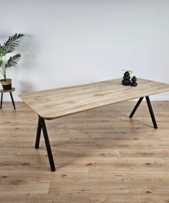 Eiken tafel afgeronde hoeken met Scissor-Poten
