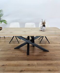 Eiken tafel afgeronde hoeken Twist onderstel k8