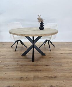 Eiken ronde tafel smalle matrixpoot