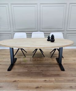 Eikenhout Ovale tafel met Dubbele L poten