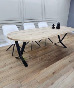 Alternative view of Eiken plat ovale tafel met lage X poten