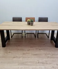 Eikenhout boomstam tafel met H-Poten