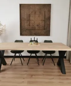 Eikenhout boomstam tafel met X-Poten