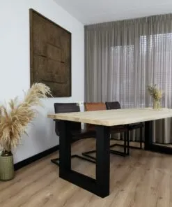 Alternative view of Eikenhout boomstam tafel U-Poten