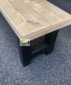 Alternative view of Industriële steigerhout Bankje H-Onderstel