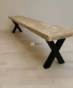 Industriële steigerhout Bankje X-Onderstel