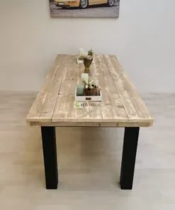 Alternative view of Industriële steigerhout tafel Blokpoot-Onderstel