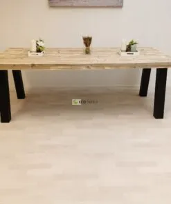 Alternative view of Industriële steigerhout tafel Blokpoot-Schuin Onderstel