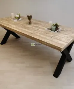 Industriële steigerhout tafel X-Onderstel