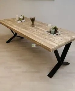 Industriële steigerhout tafel Lage-X Onderstel