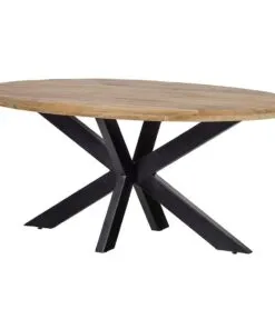 Mangohout ovale tafel met Matrix Onderstel