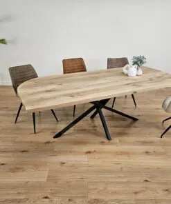 Eiken recht/rond tafel Twist-Onderstel K4