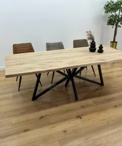 Eikenhout boomstam tafel met X-Vlinder onderstel