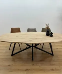 Alternative view of Eikenhout Deens ovale tafel X-Vlinder onderstel