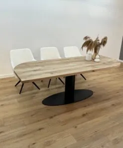 Eiken recht/rond tafel O-Poot ovaal