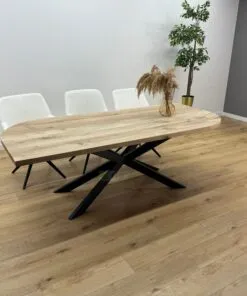 Eiken recht/rond tafel Spider-Onderstel