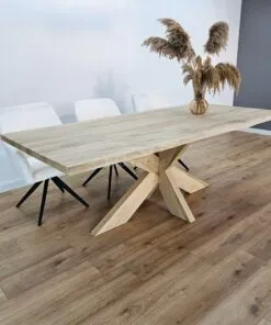 Alternative view of Eikenhout boomstam tafel met Eiken-onderstel