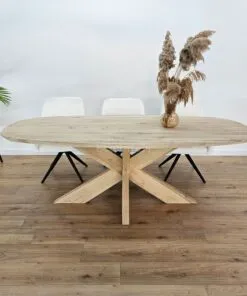 Eikenhout Deens ovale tafel met Eiken onderstel