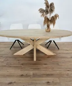 Eiken ovale tafel met Eiken matrix onderstel