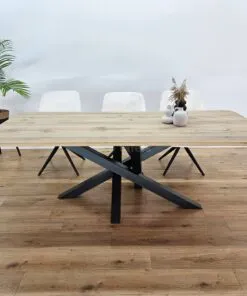 Eiken tafel afgeronde hoeken Twist onderstel k8