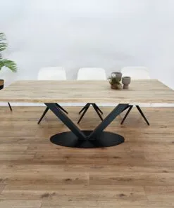 Eikenhout boomstam tafel V-ovaal onderstel