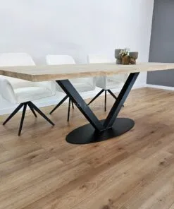 Alternative view of Eikenhout boomstam tafel V-ovaal onderstel