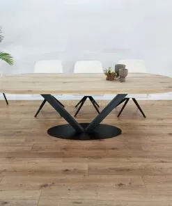 Eiken plat ovale tafel met V-Poot ovaal
