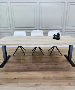 Eikenhout boomstam tafel dubbele L poot