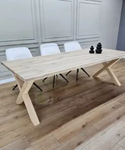 Alternative view of Eikenhout boomstam tafel met Eiken X poten