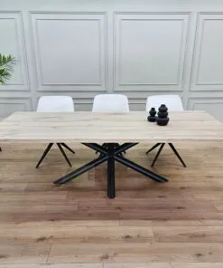 Eikenhout boomstam tafel met Matrixpoot Rondebuis