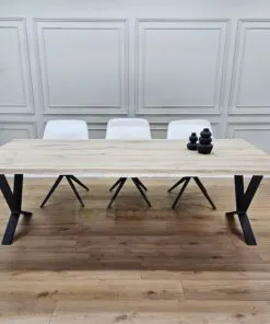 Eikenhout boomstam tafel met Lage x poten