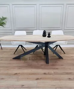Eiken Deens ovale tafel met Matrix-K onderstel
