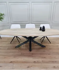 Eiken Deens ovale tafel met Matrixpoot ronde buis