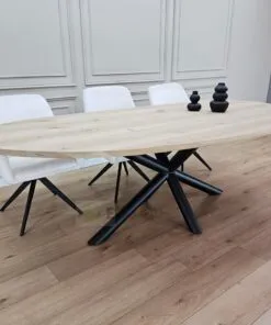 Alternative view of Eikenhout Organische tafel met Matrix ronde buis