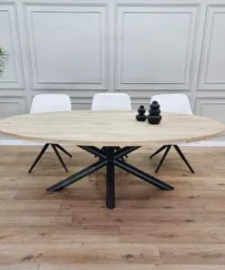 Eikenhout Ovale tafel met Matrixpoot ronde buis