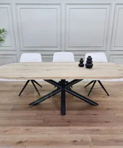 Eiken plat ovale tafel met Matrixpoot ronde buis