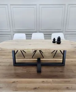 Eiken plat ovale tafel met Plus Frame
