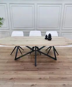 Eiken plat ovale tafel met Vlinder onderstel