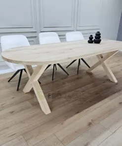 Alternative view of Eiken plat ovale tafel met eiken X poten