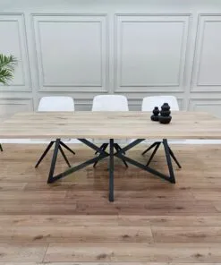 Eiken tafel afgeronde hoeken Vlinder onderstel