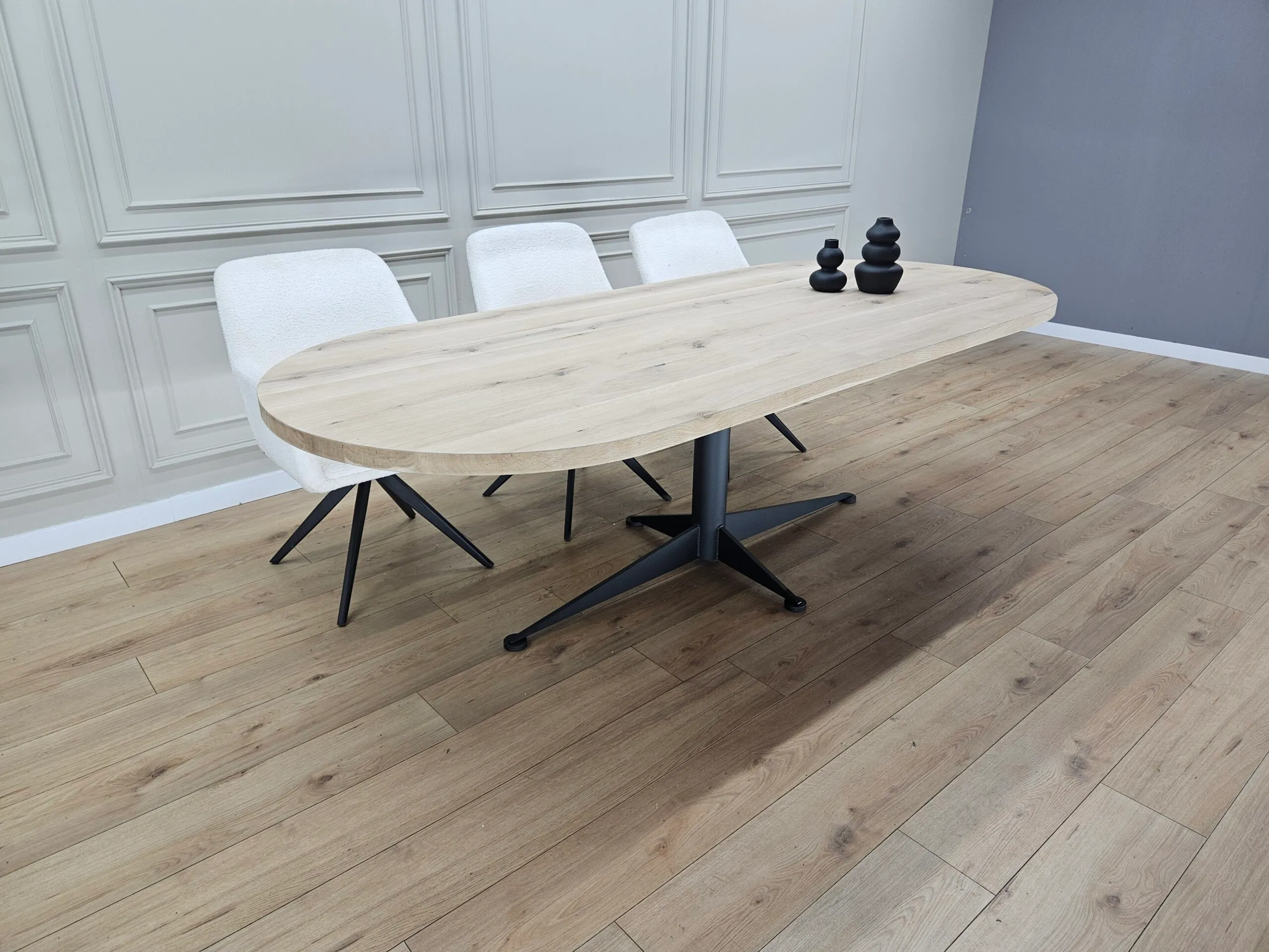 Eiken plat ovale tafel