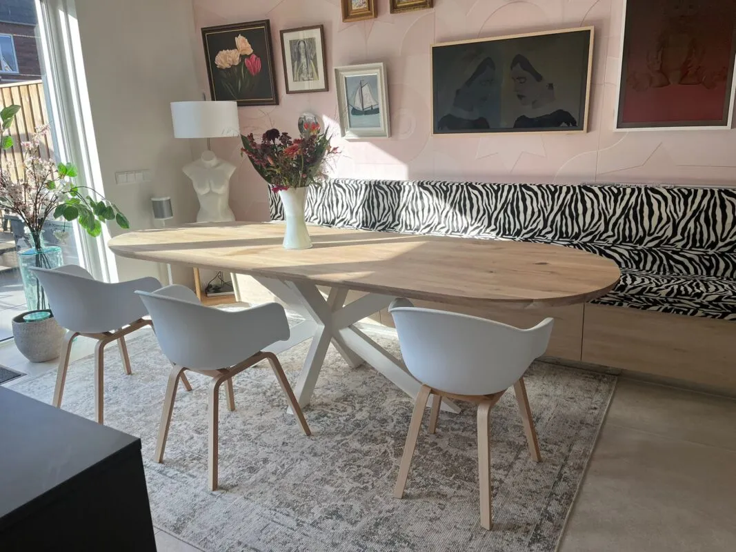 Eiken plat ovale tafel