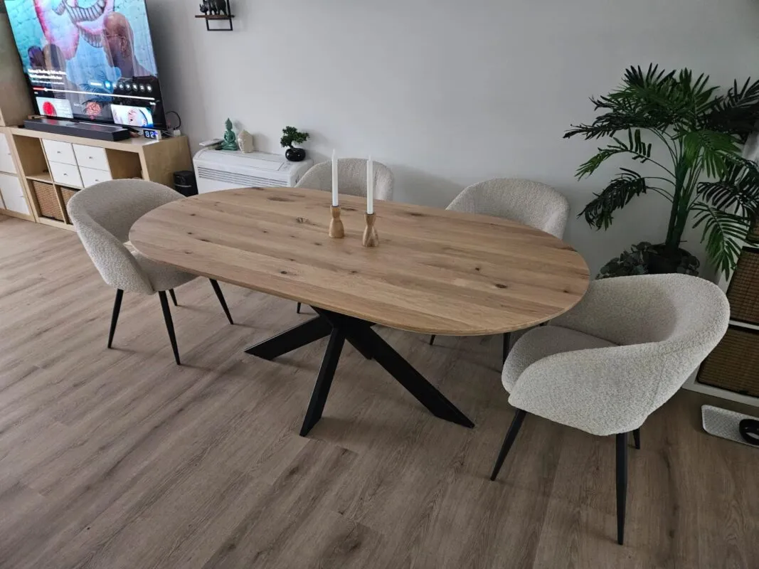 Eiken plat ovale tafel